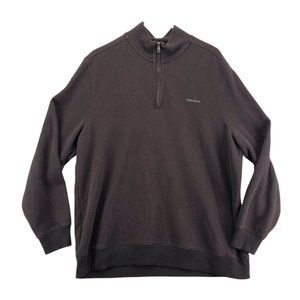 Perry Ellis Sweater Men's Long Sleeve 1/4 Zip Mock Neck Pullover Brown XL